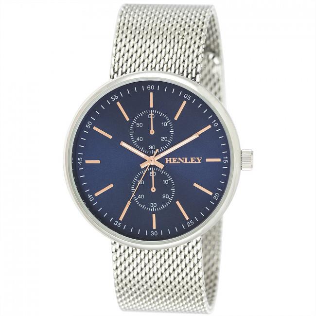 Henley Mens Front Loading Mesh Bracelet Watch H02154 - MULTIPLE COLOURS