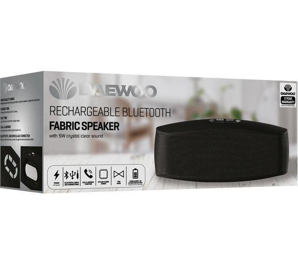 Daewoo Portable Rechargeable Fabric Bluetooth Speaker - Black