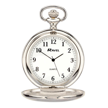 Ravel Plain Pocket Watch Chrome R1001 Available Multiple Colour