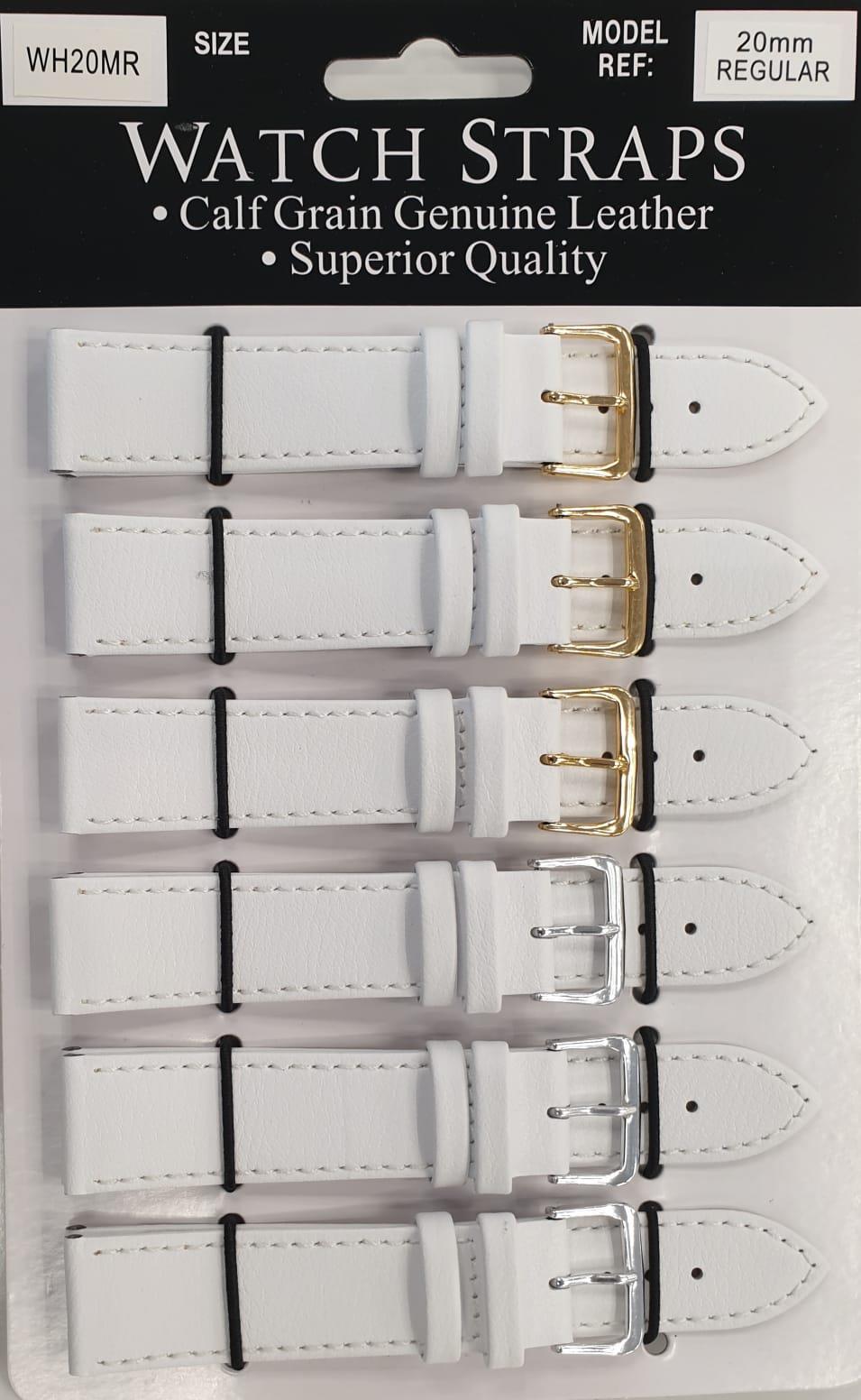 WHMR White calf regular Watch Straps card of 6 Available size 10mm - 20mm