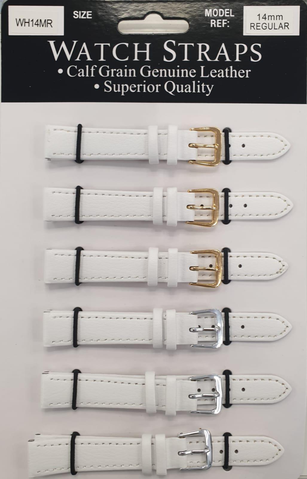 WHMR White calf regular Watch Straps card of 6 Available size 10mm - 20mm