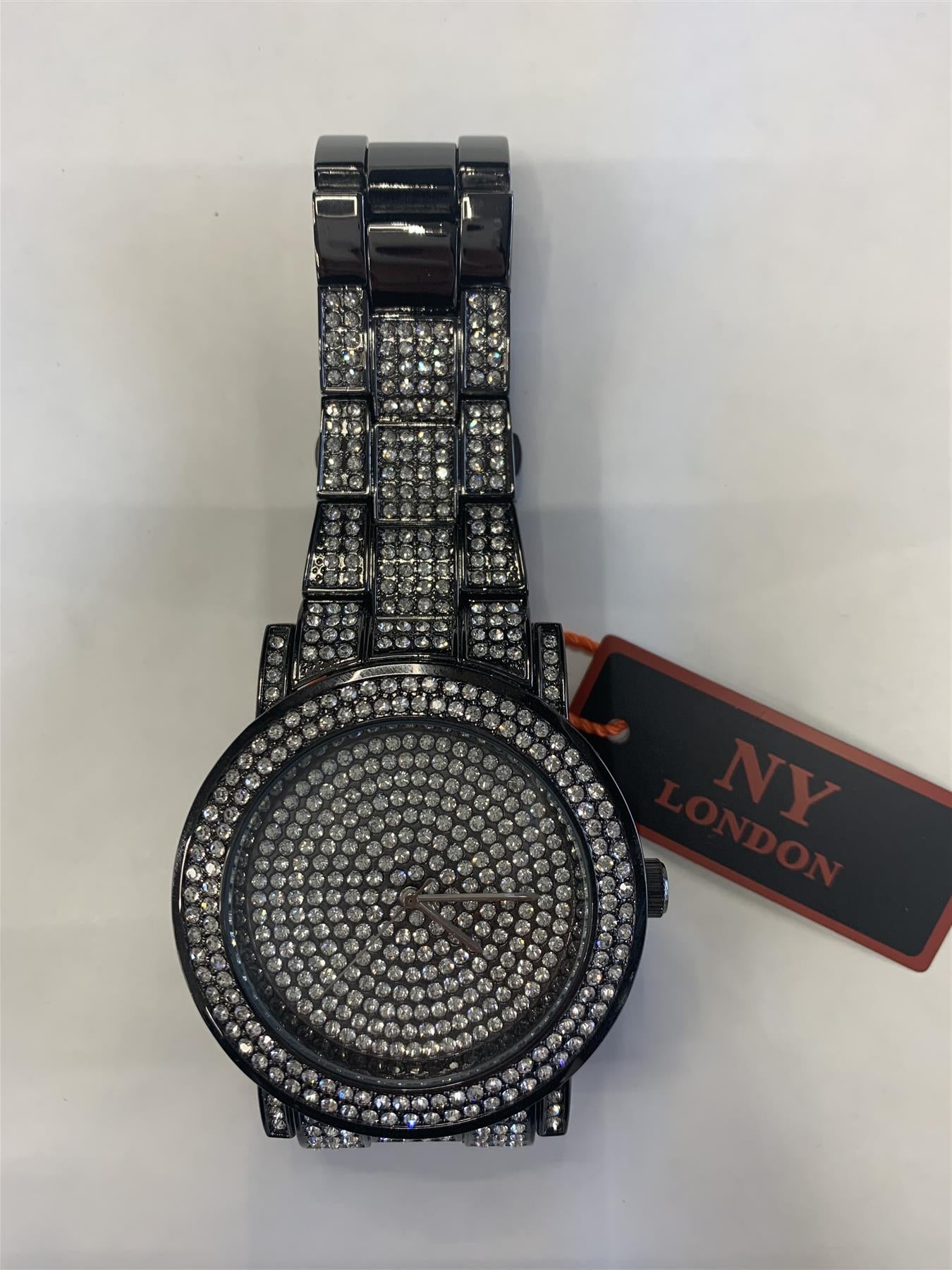 Ny London Mens Bling Watch Gunmetal.black Pi-7625