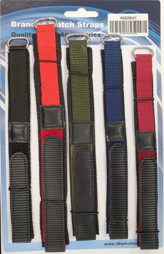 4002BVC PK5 Boys Velcro Watch Straps Coloured 14mm