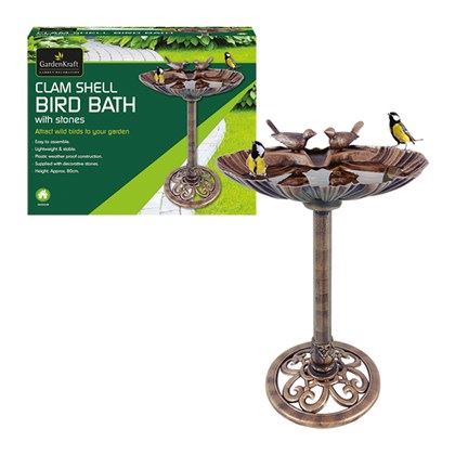 Garden Kraft Clam Shell Bird Bath With Stones (Carton of 4)