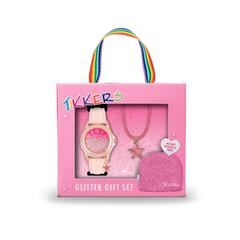 Tikkers Girls Glitter Stone Case Pink Strap Watch ATK1062