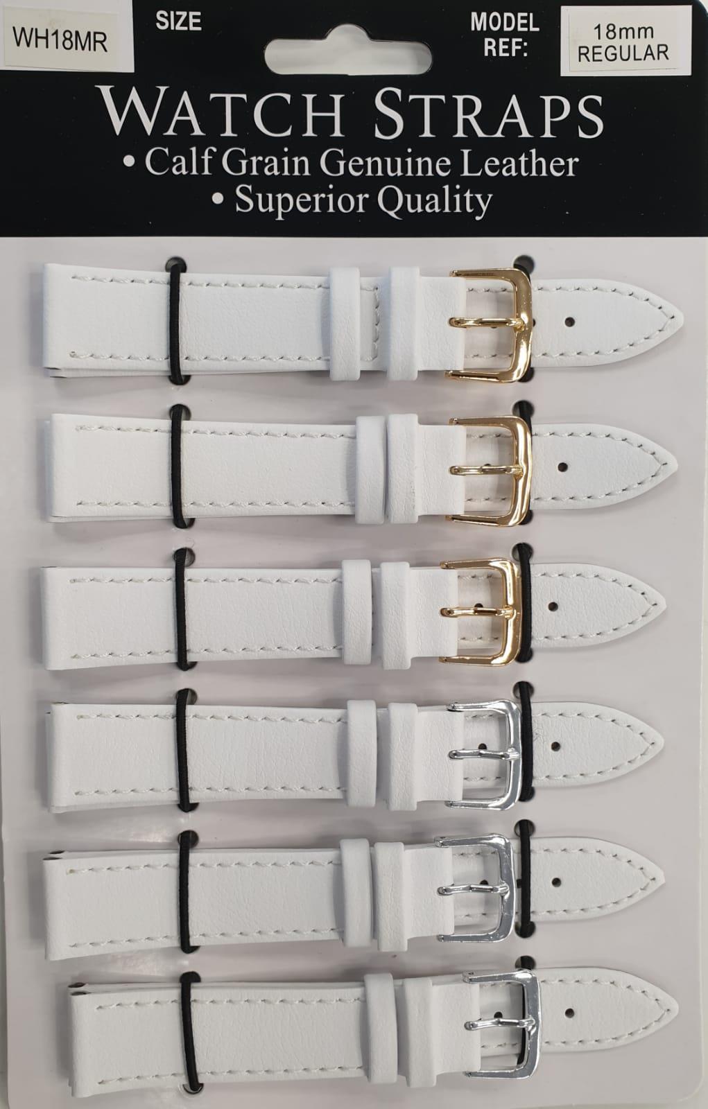 WHMR White calf regular Watch Straps card of 6 Available size 10mm - 20mm