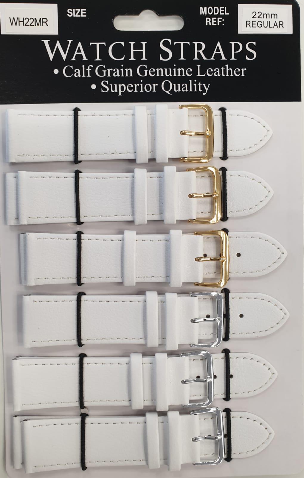 WHMR White calf regular Watch Straps card of 6 Available size 10mm - 20mm