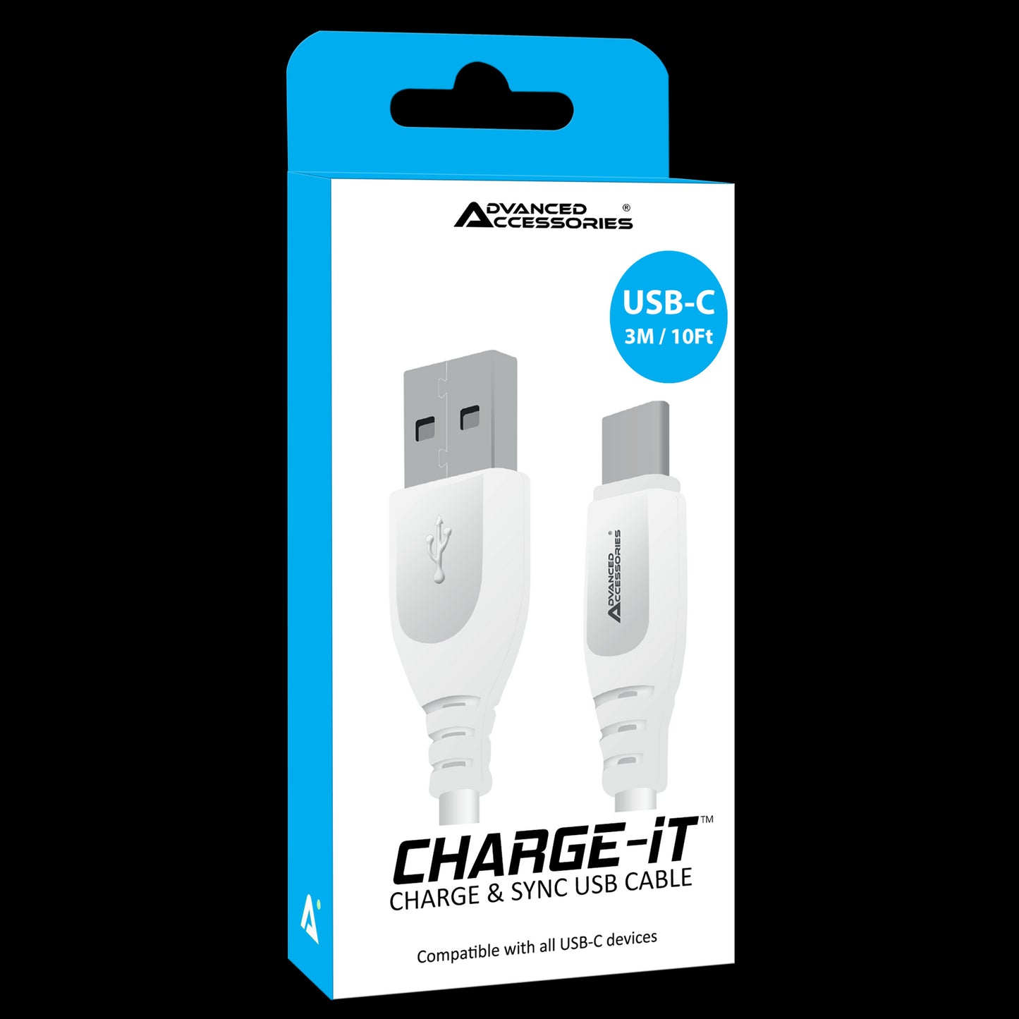 Advanced Accessories 3 Metre Type C to USB Cable- White