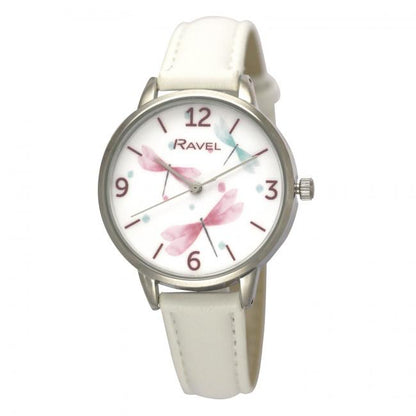 Ravel Women's Dragonfly Leather Strap Watch - RF011 Available Multiple Colour