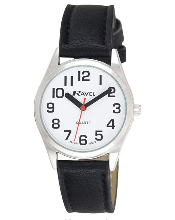 Ravel Ladies Basic Classic Bold Easy Read Leather Strap Watch R0125L Available Multiple Colour