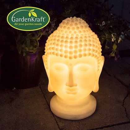 Garden Kraft Solar Buddha Head (Carton of 2)