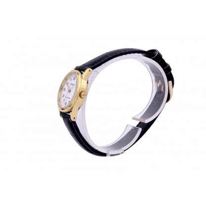 Casio Ladies Fashion White Dial Gold Case Leather Strap Watch Ltp-v001gl-7budf