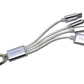 Advanced Accessories 3 in 1 USB Cable 10cm (8 Pin/USB-C/Micro)- Silver