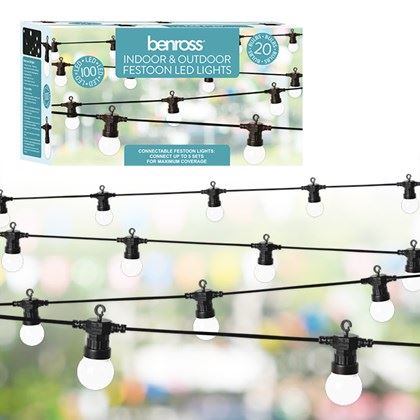 Benross 20 Connectable Bulb String Light - White (Carton of 6)
