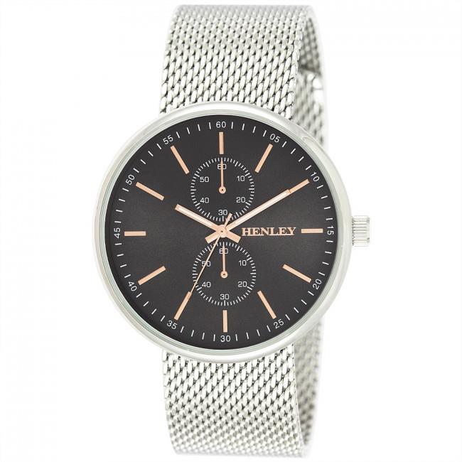 Henley Mens Front Loading Mesh Bracelet Watch H02154 - MULTIPLE COLOURS