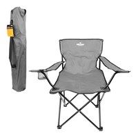Milestone Folding Leisure Chair With Cup Holder - Grey (Carton of 8)