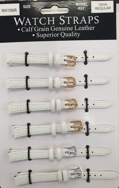 WHMR White calf regular Watch Straps card of 6 Available size 10mm - 20mm