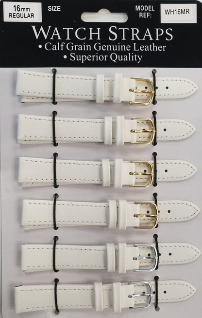 WHMR White calf regular Watch Straps card of 6 Available size 10mm - 20mm
