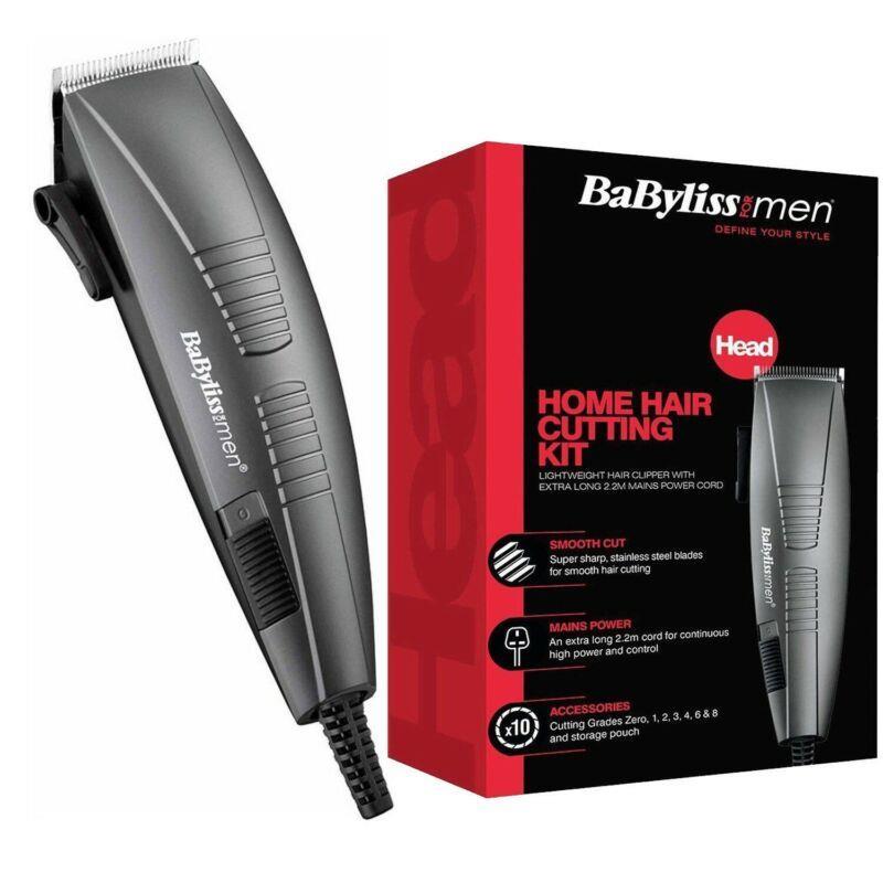 Babyliss Home Mens Corded Hair Cutting Clipper Kit 6 Attachments