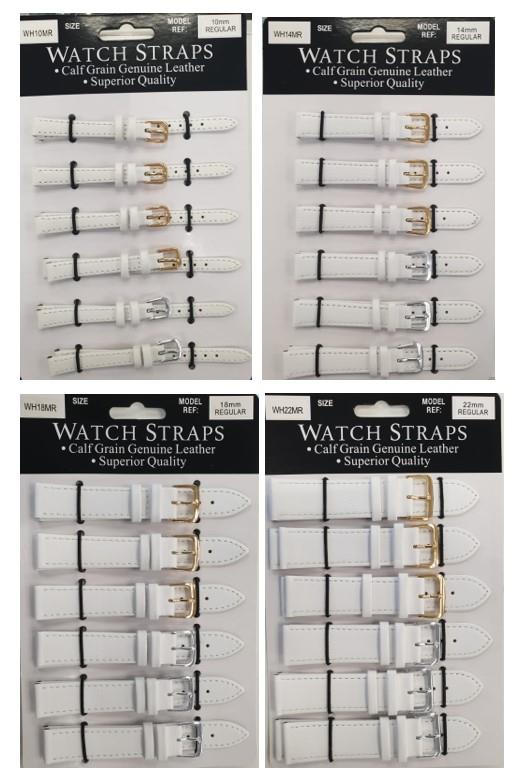 WHMR White calf regular Watch Straps card of 6 Available size 10mm - 20mm