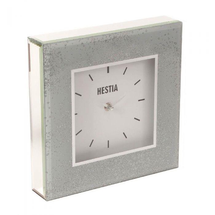 Hestia Grey & Crystal Border Mantel Clock 25cm HE1198CK