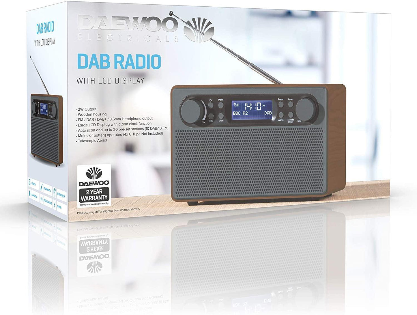 Daewoo Large Portable Wooden DAB / FM Radio