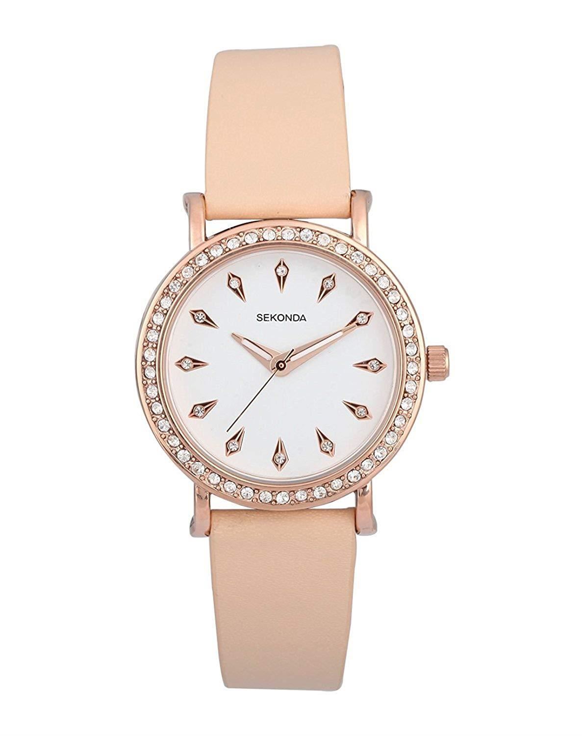 Sekonda Ladies Nude Leather Strap with diamante detail 2027