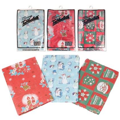 Christmas Workshop 52"x 70" Festive Design Table Cloth - 3 Assorted (Carton of 72)