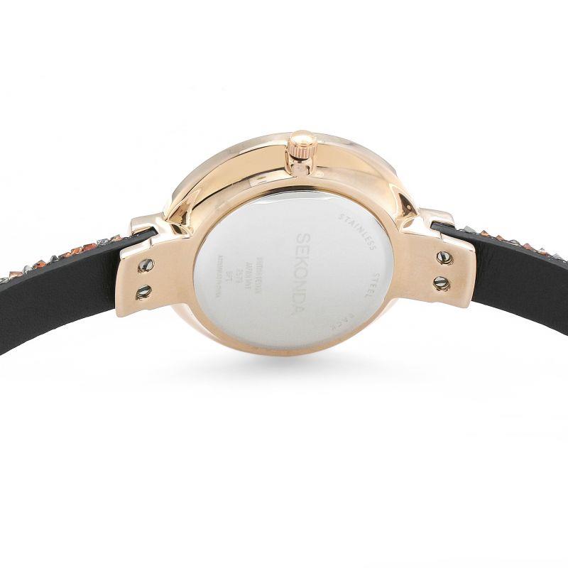 Seksy Rocks Ladies Watch | Rose Gold Case & Leather Bracelet With Grey Dial | 2579