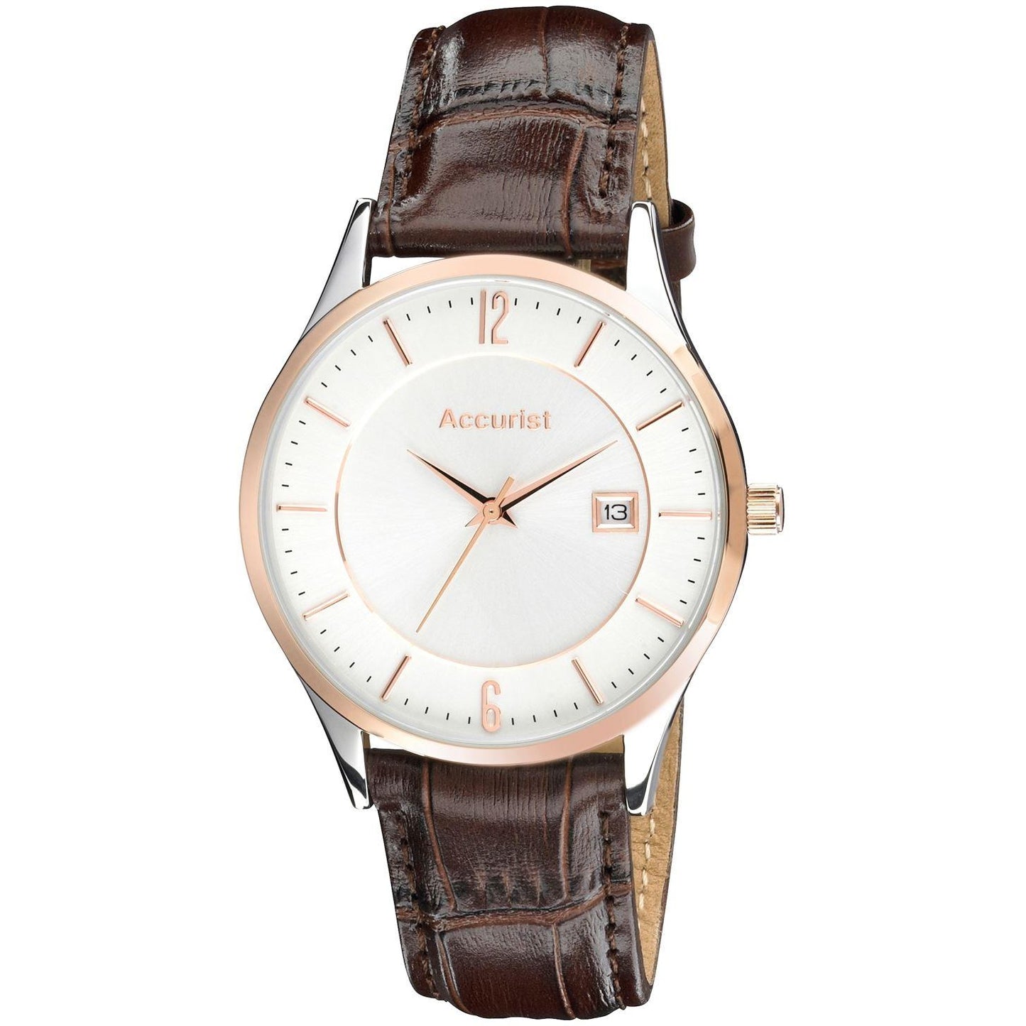 Accurist Men's Fashion Formal Dress Brown leather Strap Watch MS648