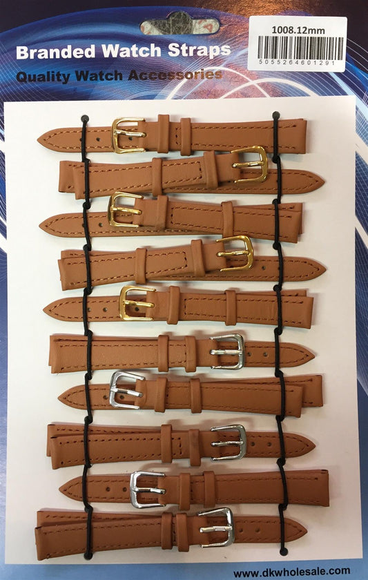 Leather Brown Tan Watch Straps Pk10 Available Sizes 10mm to 24mm 1008