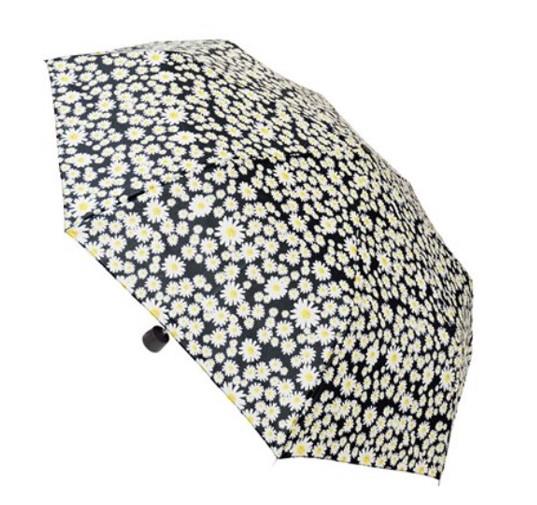 KS Brands Black Daisy Print 19.5'' Supermini Umbrella with Matching Sleeve UU0384