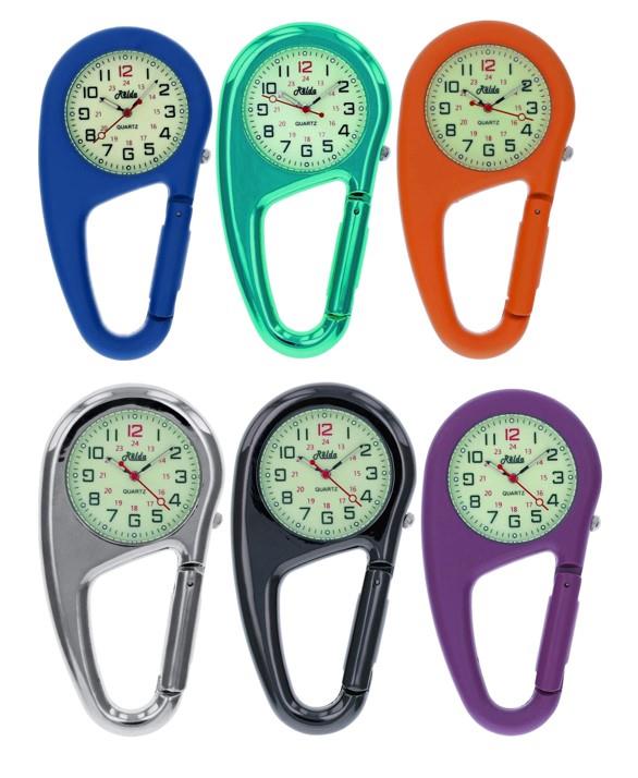 Relda Clip On Doctors Nurses Ladies Mens Unisex Carabiner - Luminous Pocket Fob Watch REL-L Available Multiple Colour