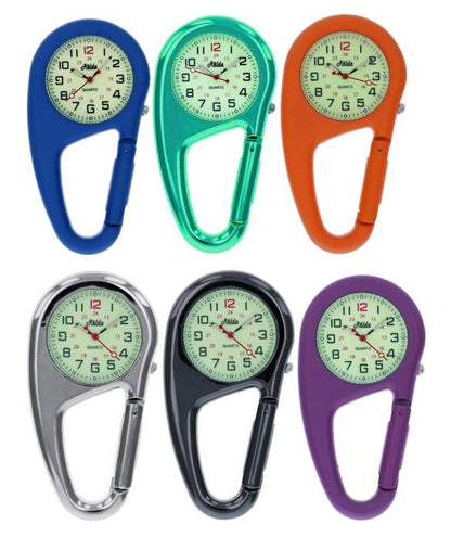 Relda Clip On Doctors Nurses Ladies Mens Unisex Carabiner - Luminous Pocket Fob Watch REL-L Available Multiple Colour
