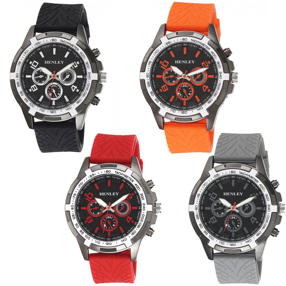 Henley Men's White Topped Sports Tyre Tread Silicone Watch H02189