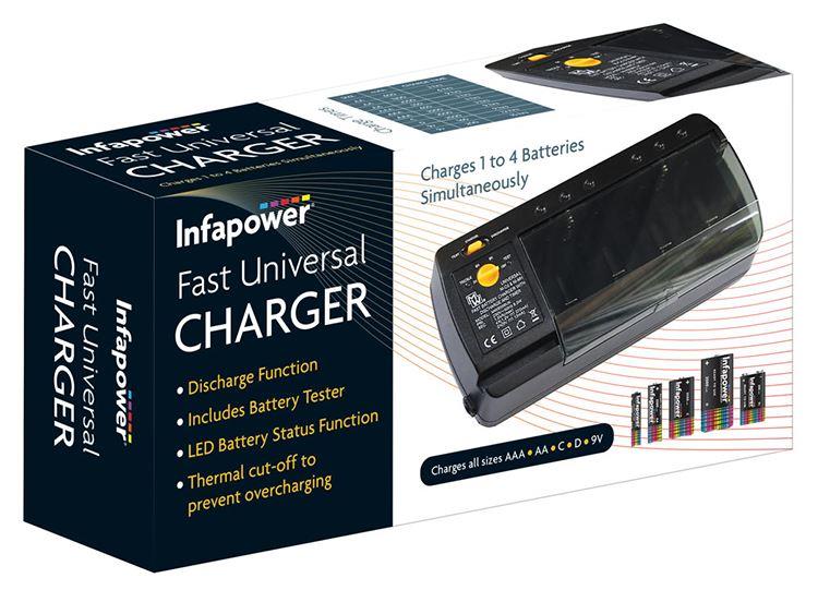 Infapower Fast Universal Charger (includes battery tester) cut-off overcharging C012 (Pack of 6)