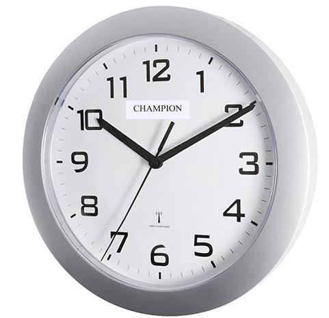Champion Radio Controlled Round Analogue Wall Clock Black/White/Silver RC51