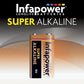 Infapower Super Alkaline 9V Batteries Pack of 12