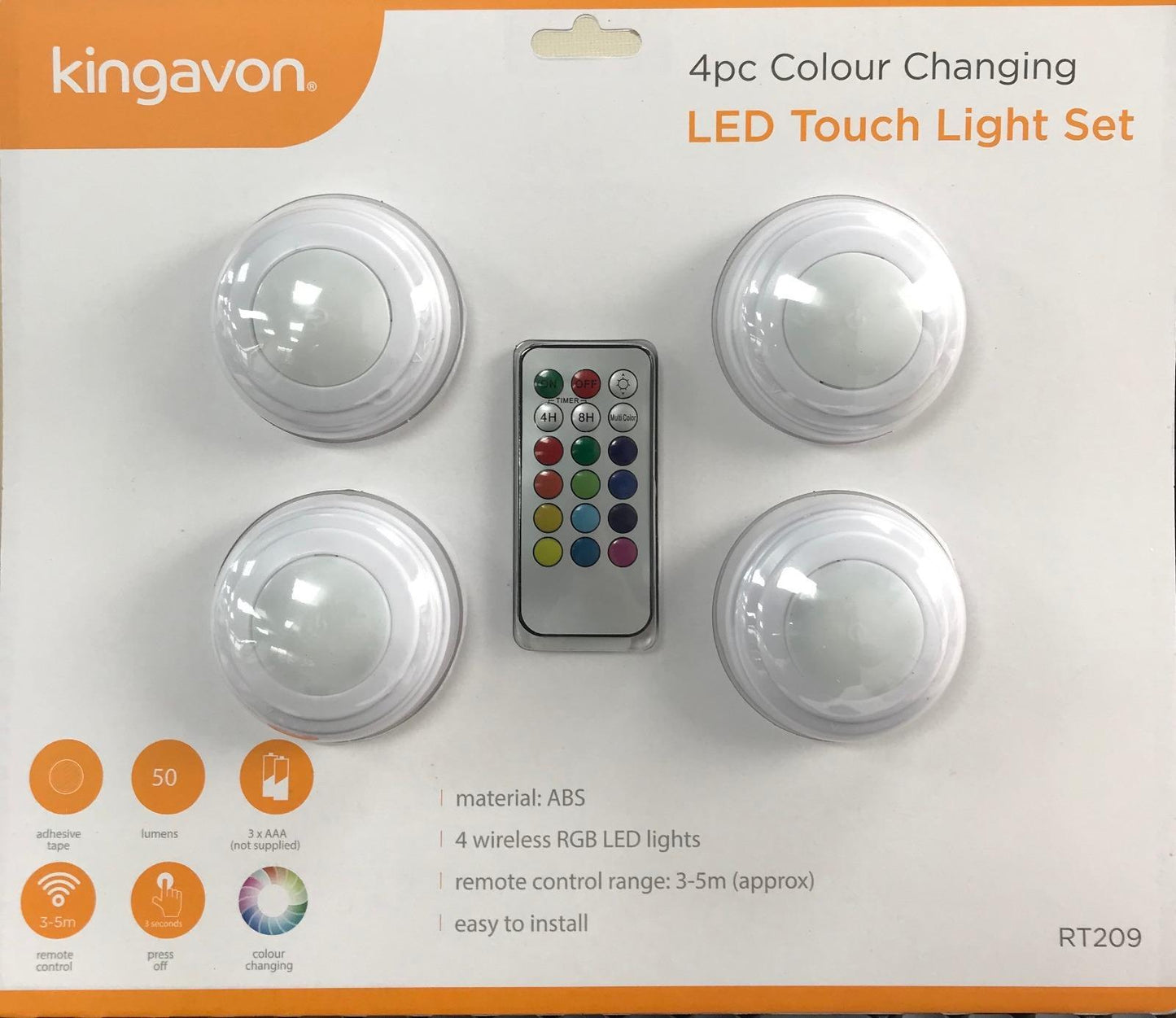 Kingavon LED Touch Light Set 4pcs Colour Changing RT209