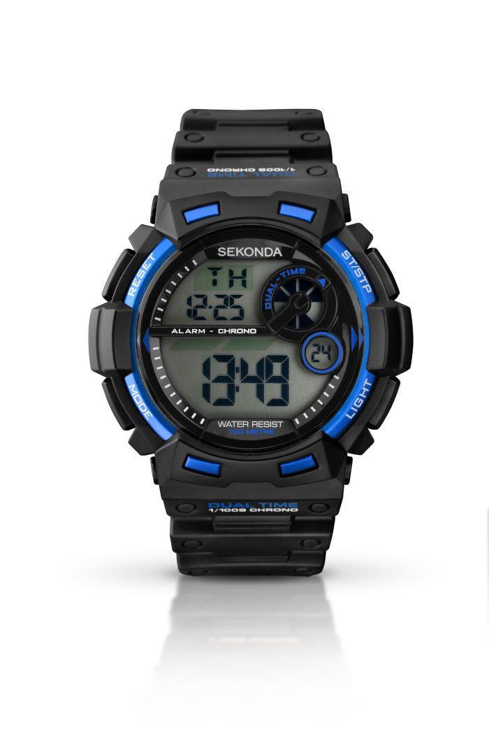Sekonda Mens Digital Alarm Timer Black Chronograph Sports Watch 1035