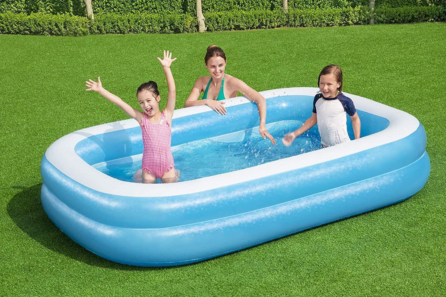 Bestway Family Rectangular Inflatable Pool Blue / White 8'7" X 69" X 20"