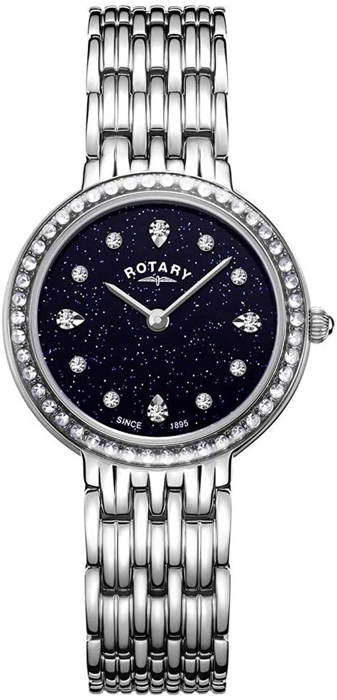 Rotary Ladies Blue Sparkle Dial Stainless Steel Analogue Watch Lb00400/67