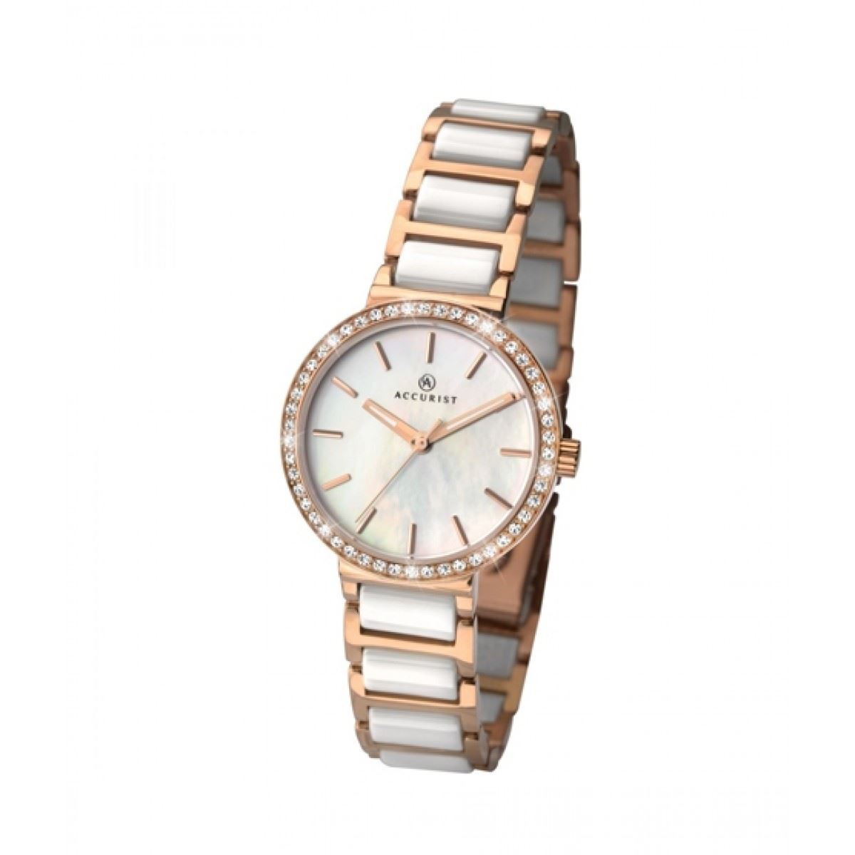 Accurist Women's PVD Rose Gold plated Bracelet Wristwatch 8086