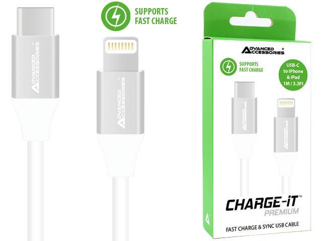 Advanced Accessories Charge It Premium USB C To 8 Pin Cable 1M- White