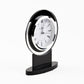 Wm.Widdop Black & Glass Round Mantel Clock on Stand