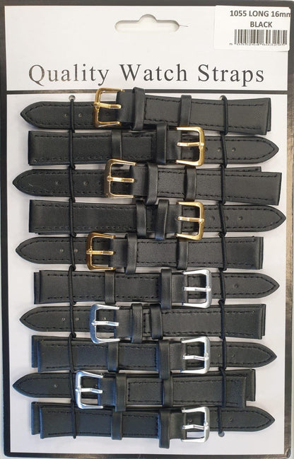 Leather Black Extra Long Watch Straps Pk10 Available sizes 10mm To 24mm 1055.05