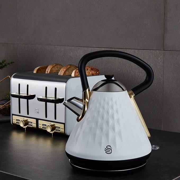 Swan Gatsby Kettle Toaster Set White & Gold