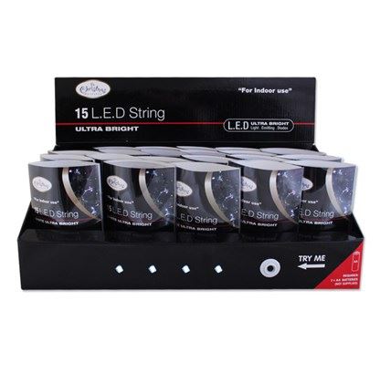 Christmas Workshop 15 White LED Battery Operated Lights (Carton of 72)