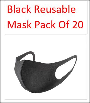 Black Reusable Mask Pack Of 20