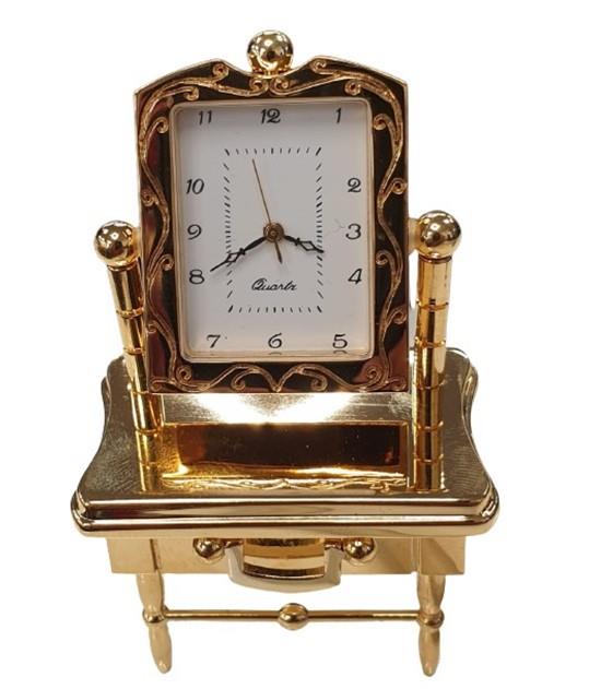 Miniature Clock Gold Dressing Table Solid Brass IMP41 - CLEARANCE NEEDS RE-BATTERY